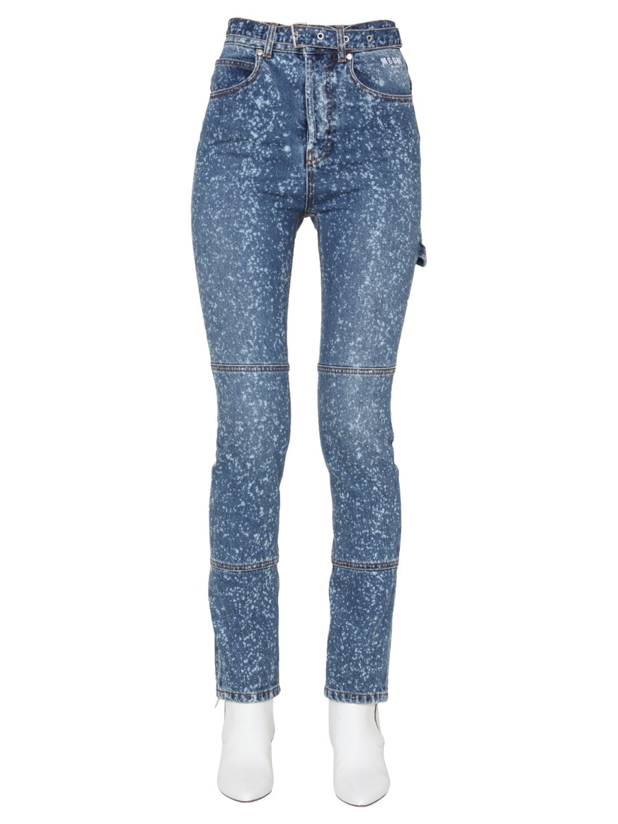 MSGM High-Waist Skinny Fit Jeans — Blue, view 3