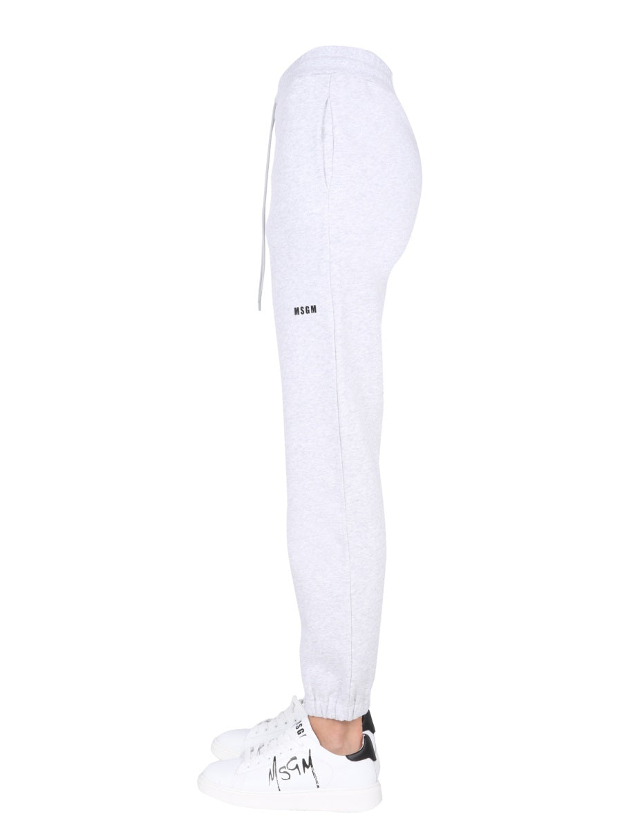MSGM Logo Print Cotton Jogging Pants — Gray, view 2