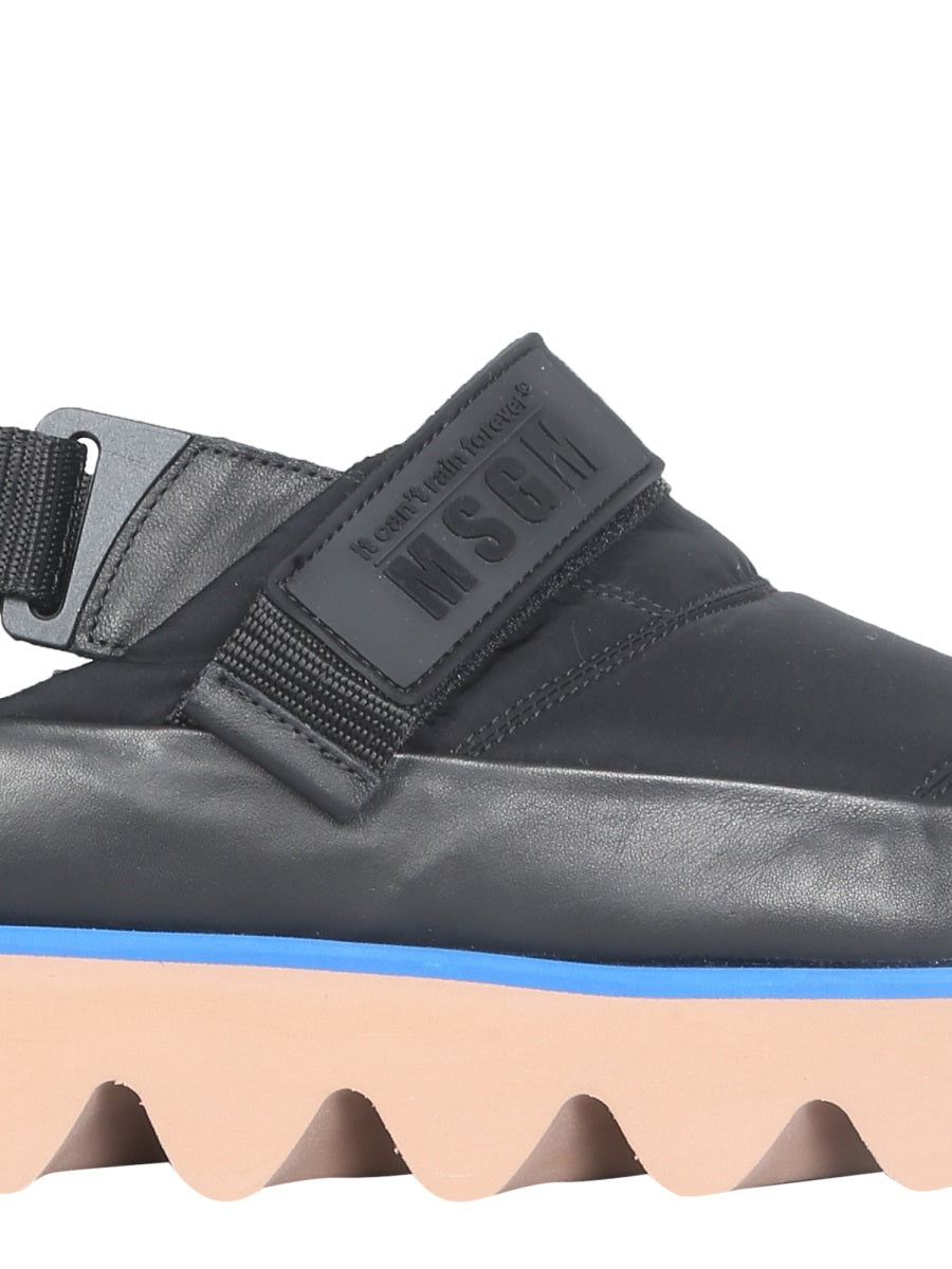 MSGM Puffed Rubber Sole Sandal — Black, view 4