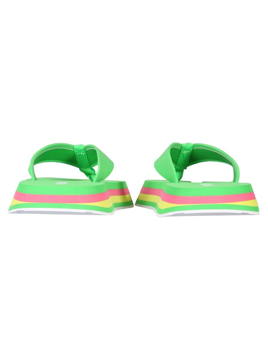 MSGM Striped Thong Sandals — Green by Msgm