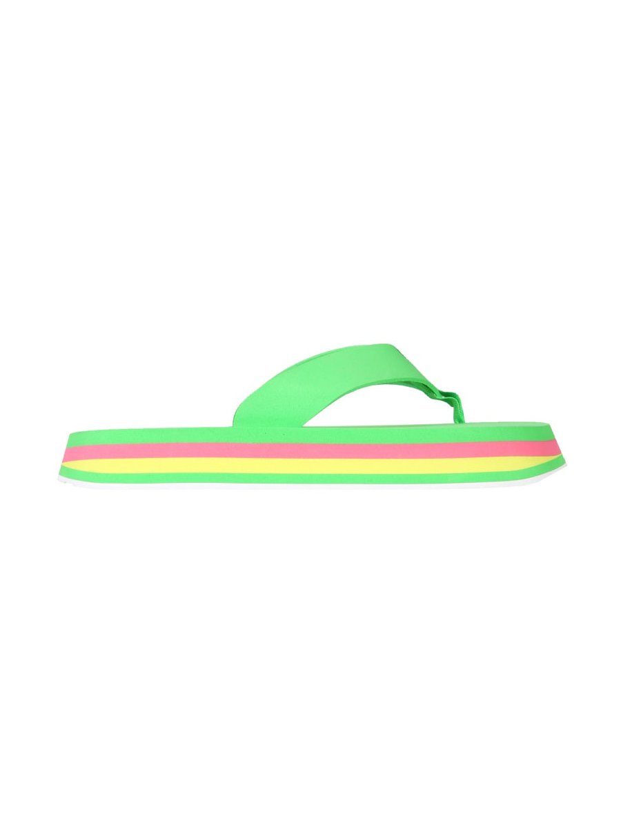 MSGM Striped Thong Sandals — Green, view 3