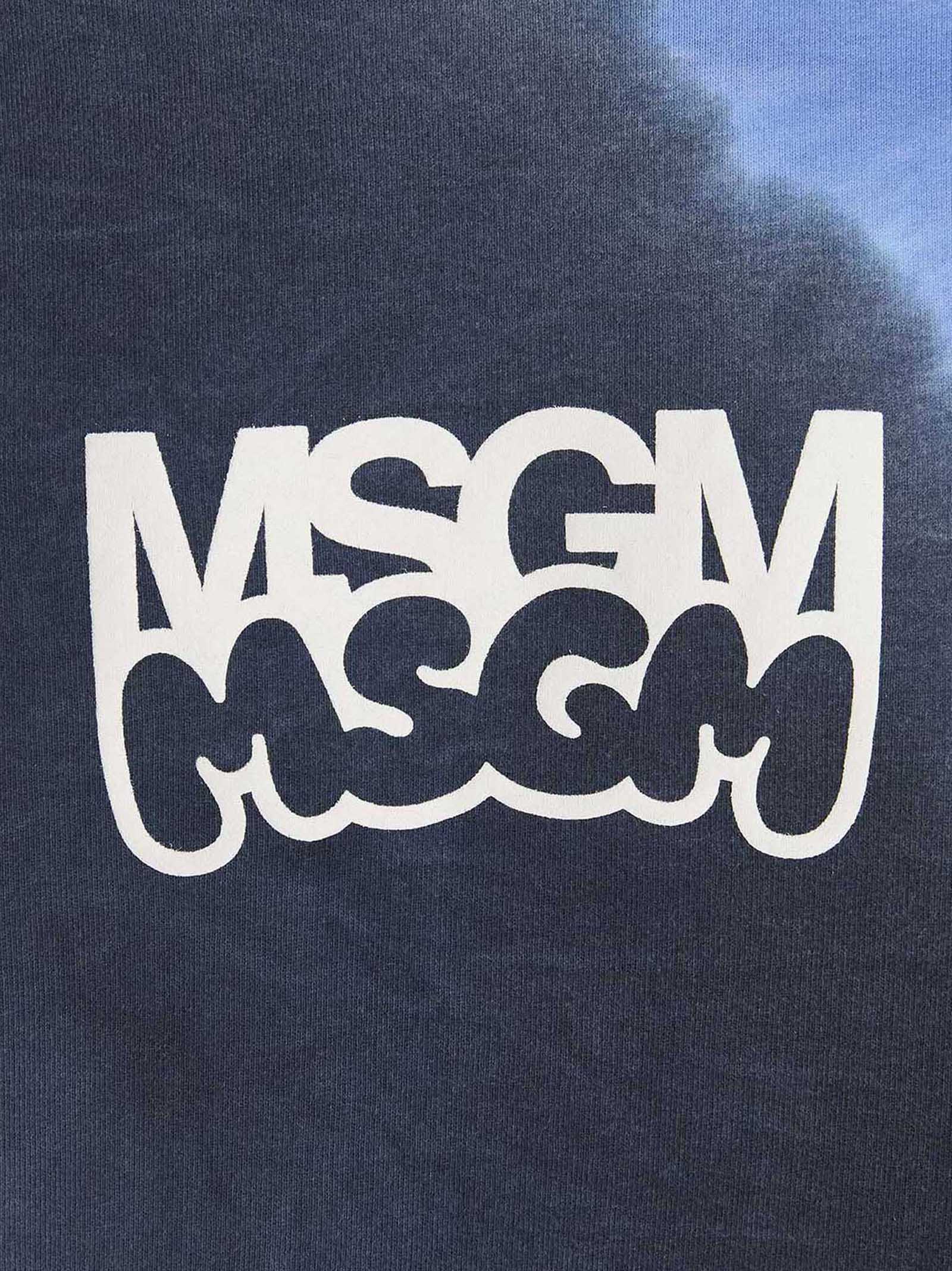 Msgm Logo Print Tie Dye Sweatshirt — Navy, view 4