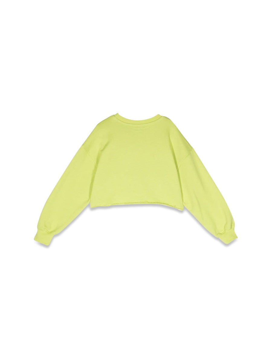 MSGM Cropped Cotton Sweatshirt — Yellow, view 2