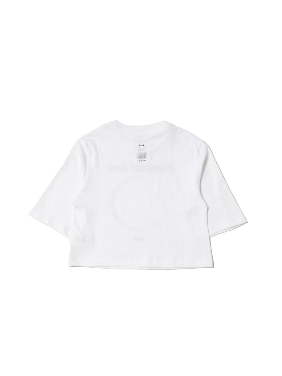 MSGM Graphic Cotton T-Shirt — White, view 2
