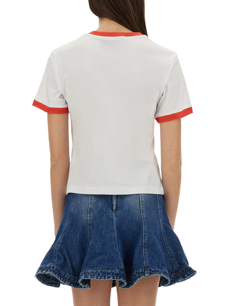 MSGM Logo-Embroidered Cotton T-Shirt — White by Msgm
