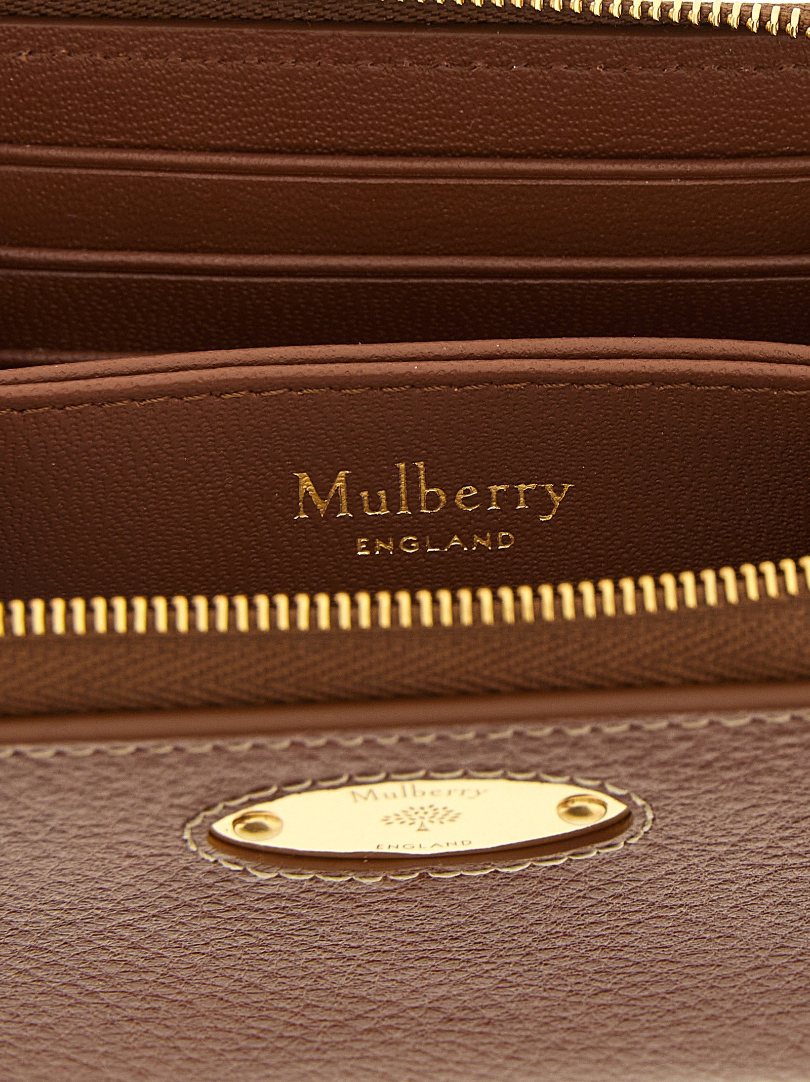 Mulberry Zip-Around Bovine Leather Wallet — Brown, view 3