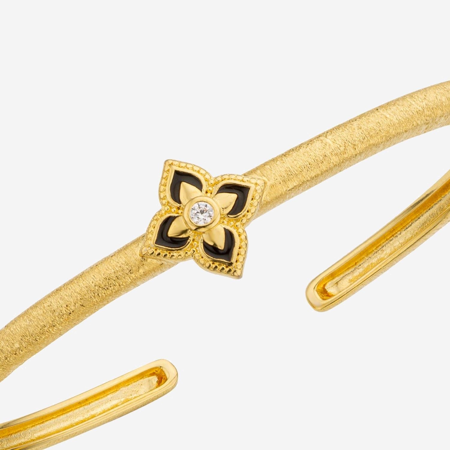 Mya Bay Black Lotus Gold Cuff Bracelet — Gold, view 2