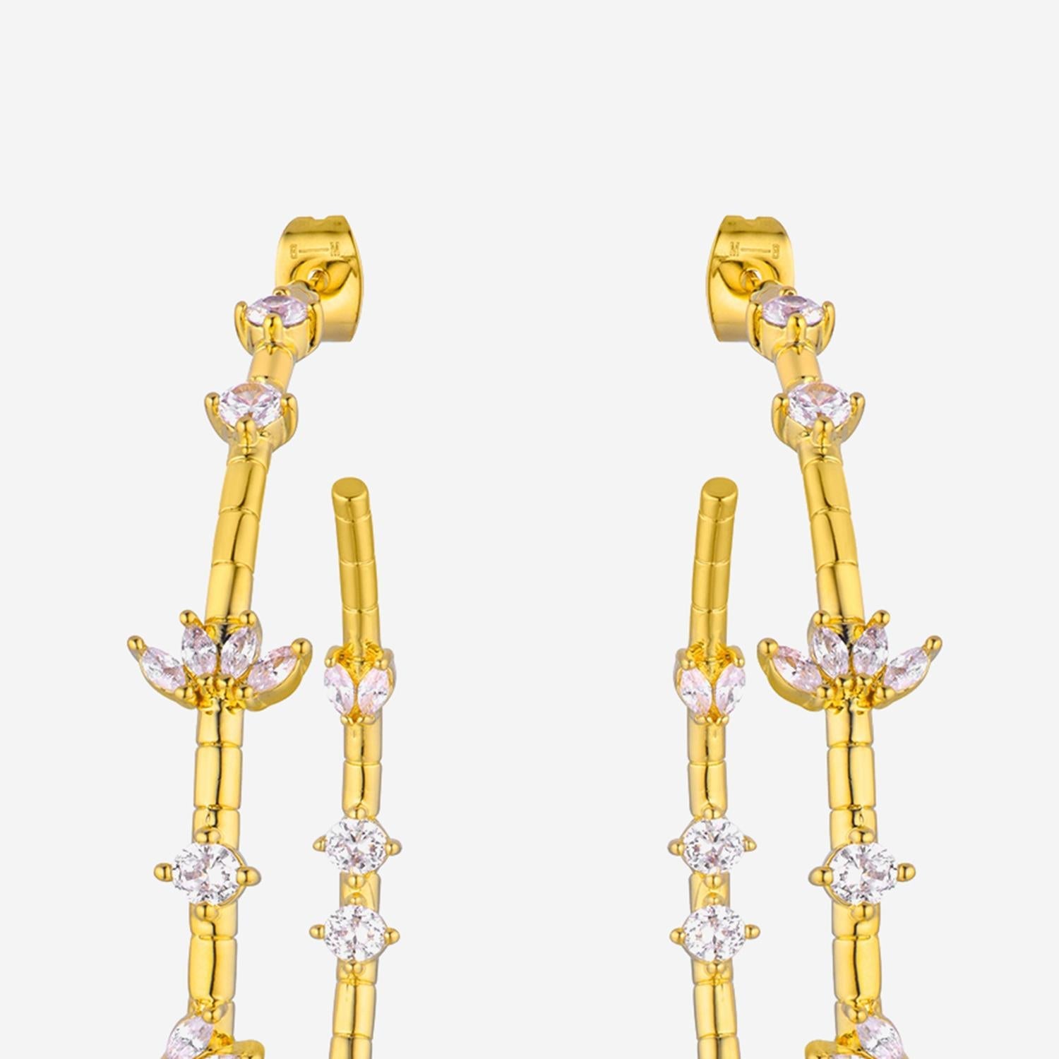 Mya Bay Crystal-Embellished Hoop Earrings — Gold by Mya Bay