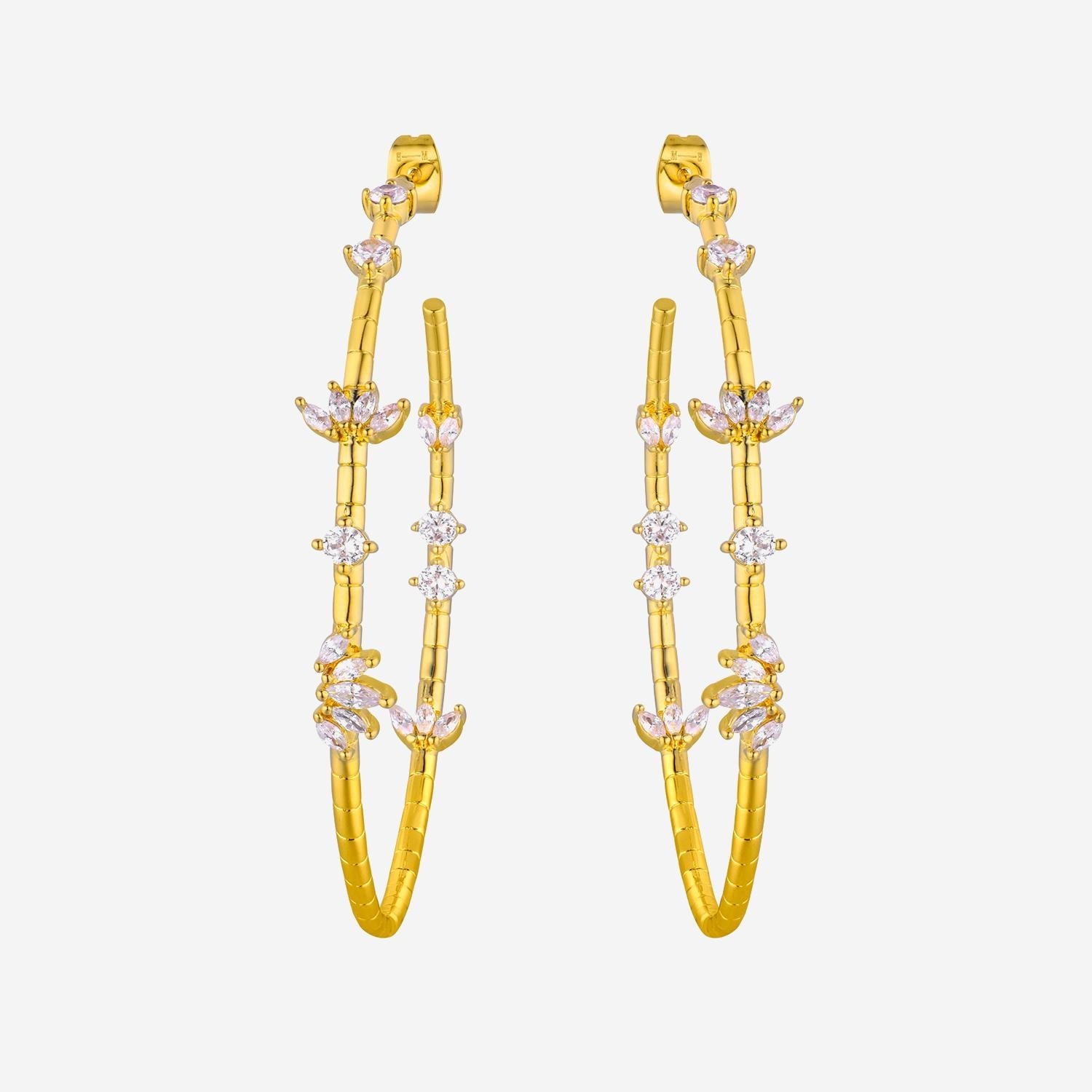 Mya Bay Crystal-Embellished Hoop Earrings — Gold, view 2