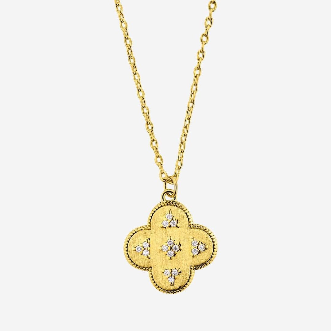 Mya Bay Crystal-Embellished Clover Necklace — Gold by Mya Bay