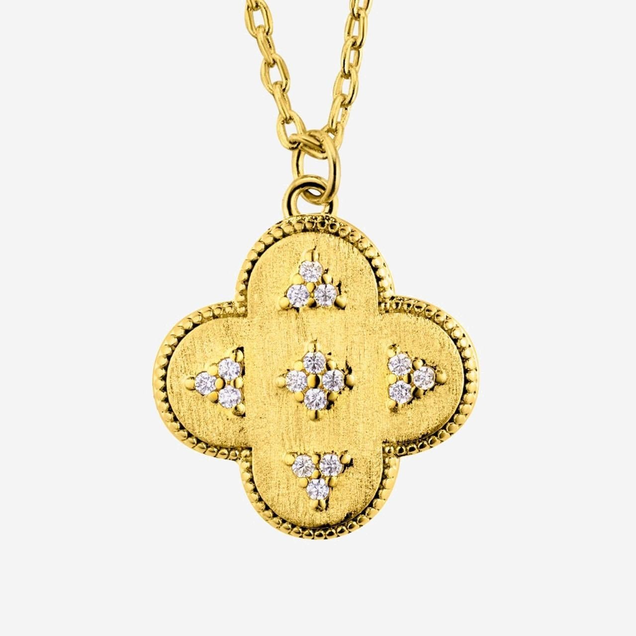Mya Bay Crystal-Embellished Clover Necklace — Gold, view 2