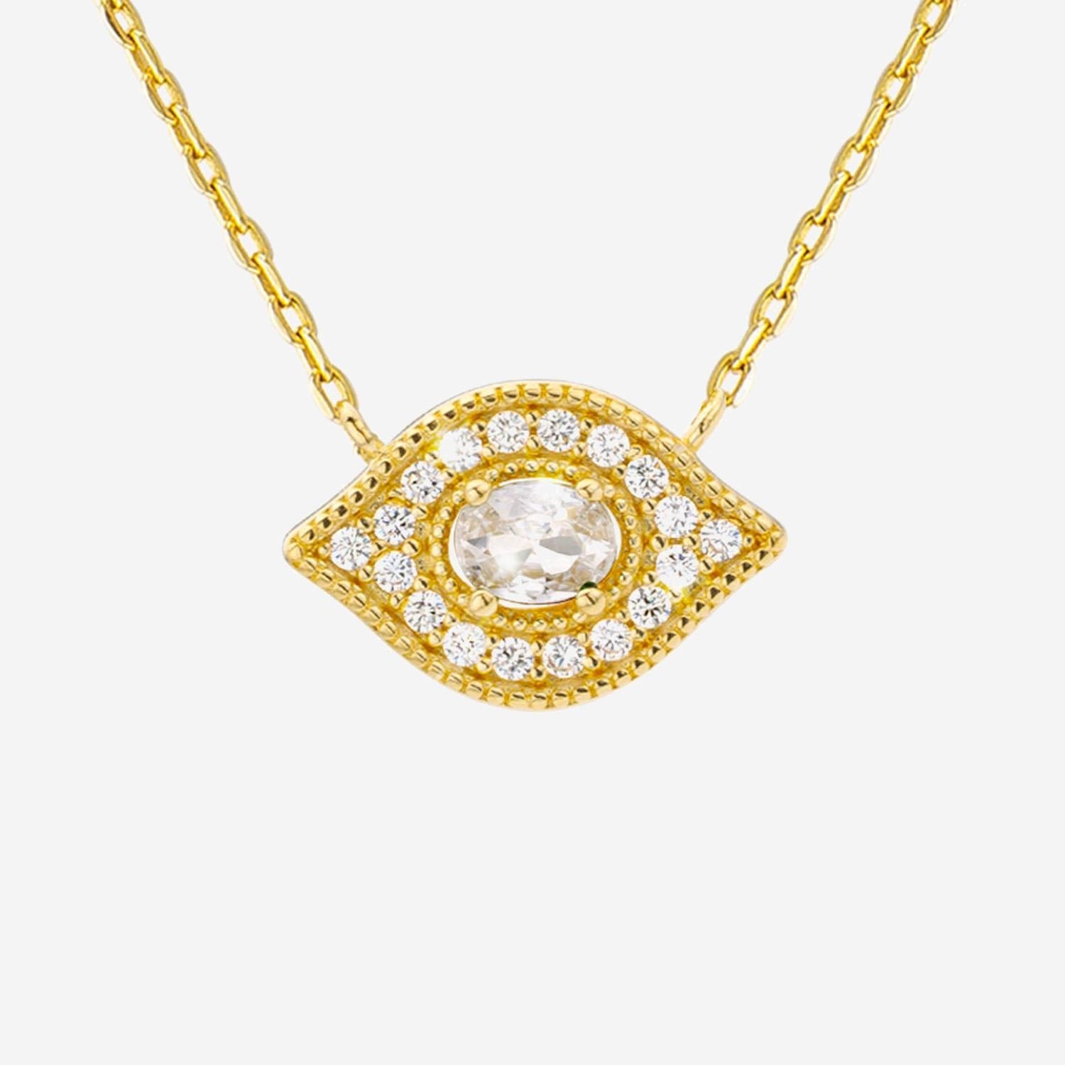 Mya Bay Crystal Eye Motif Necklace — Gold by Mya Bay