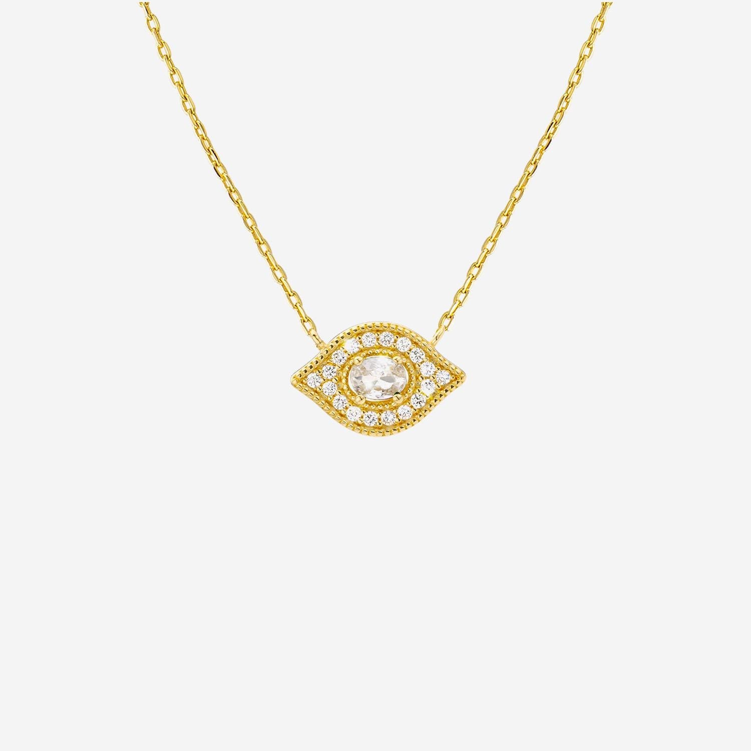Mya Bay Crystal Eye Motif Necklace — Gold, view 2