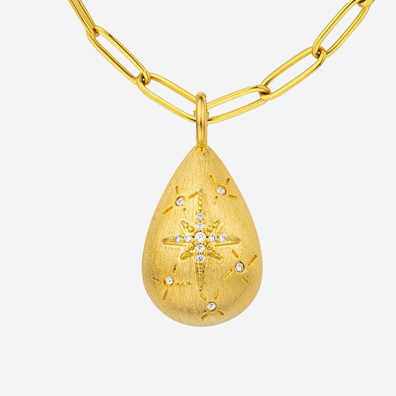 Mya Bay Crystal-Embellished Drop Necklace — Gold by Mya Bay
