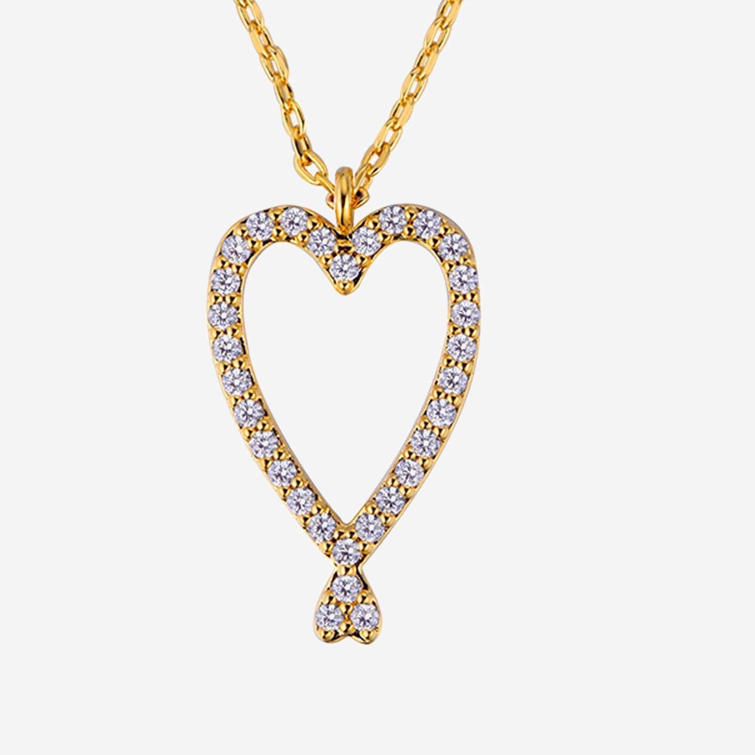 Mya Bay Twin Hearts Crystal Necklace — Gold, view 2