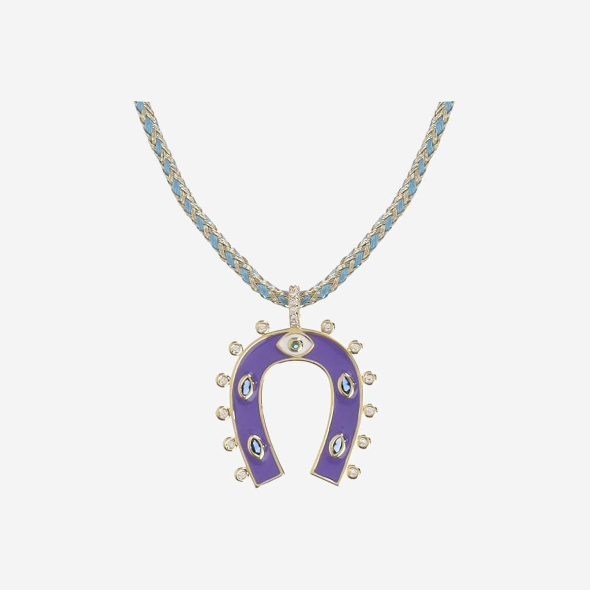Mya Bay Mini Horseshoe Gold-Plated Necklace — Purple, view 2