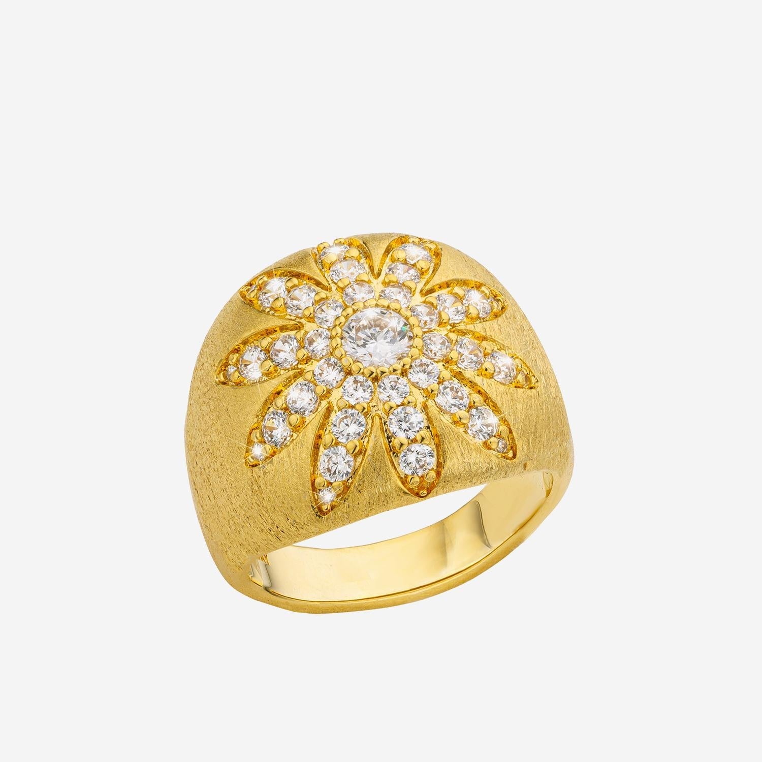 Mya Bay Crystal-Embellished Floral Ring — Gold by Mya Bay