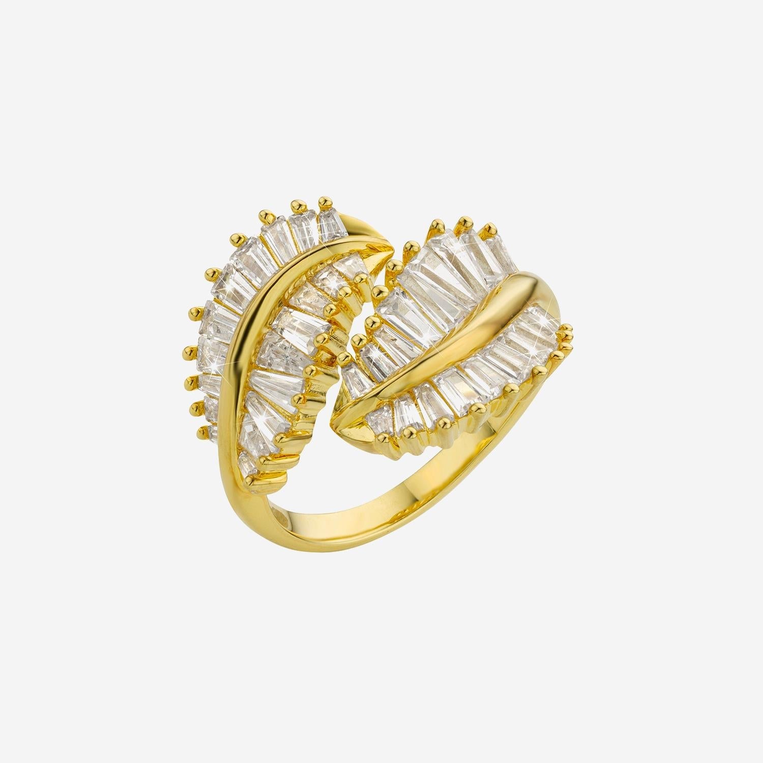 Mya Bay Crystal-Embellished Leaf Ring — Gold by Mya Bay