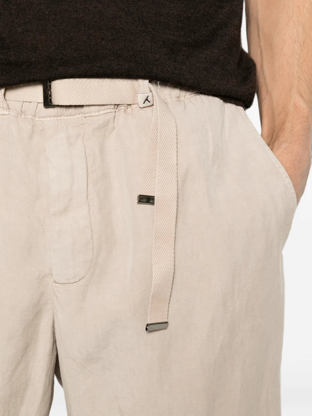 Myths Belted Elasticated Chino Shorts — Beige, view 2