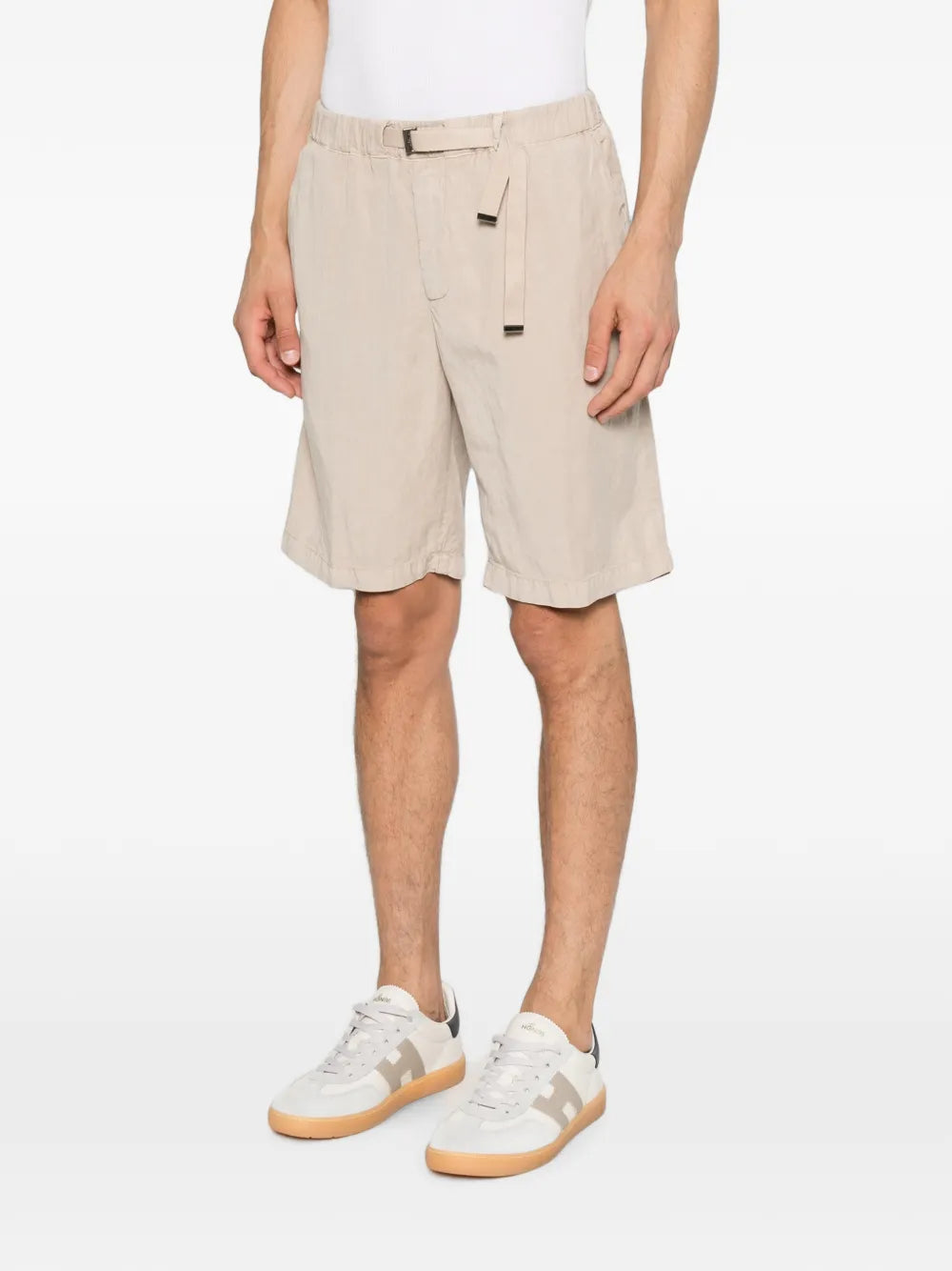 Myths Belted Elasticated Chino Shorts — Beige, view 4