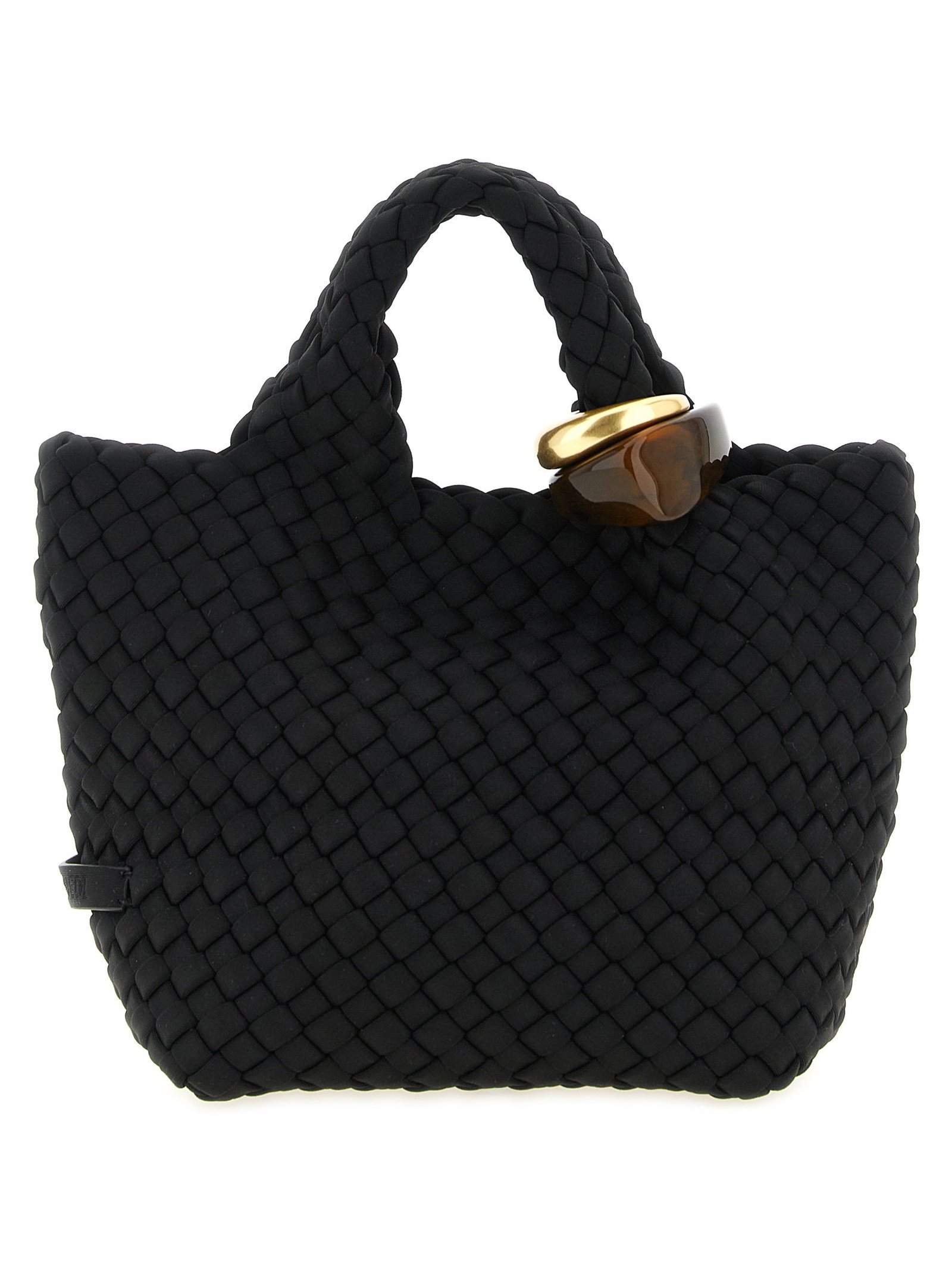 Naghedi Handwoven Neoprene Top Handle Bag — Black by Naghedi