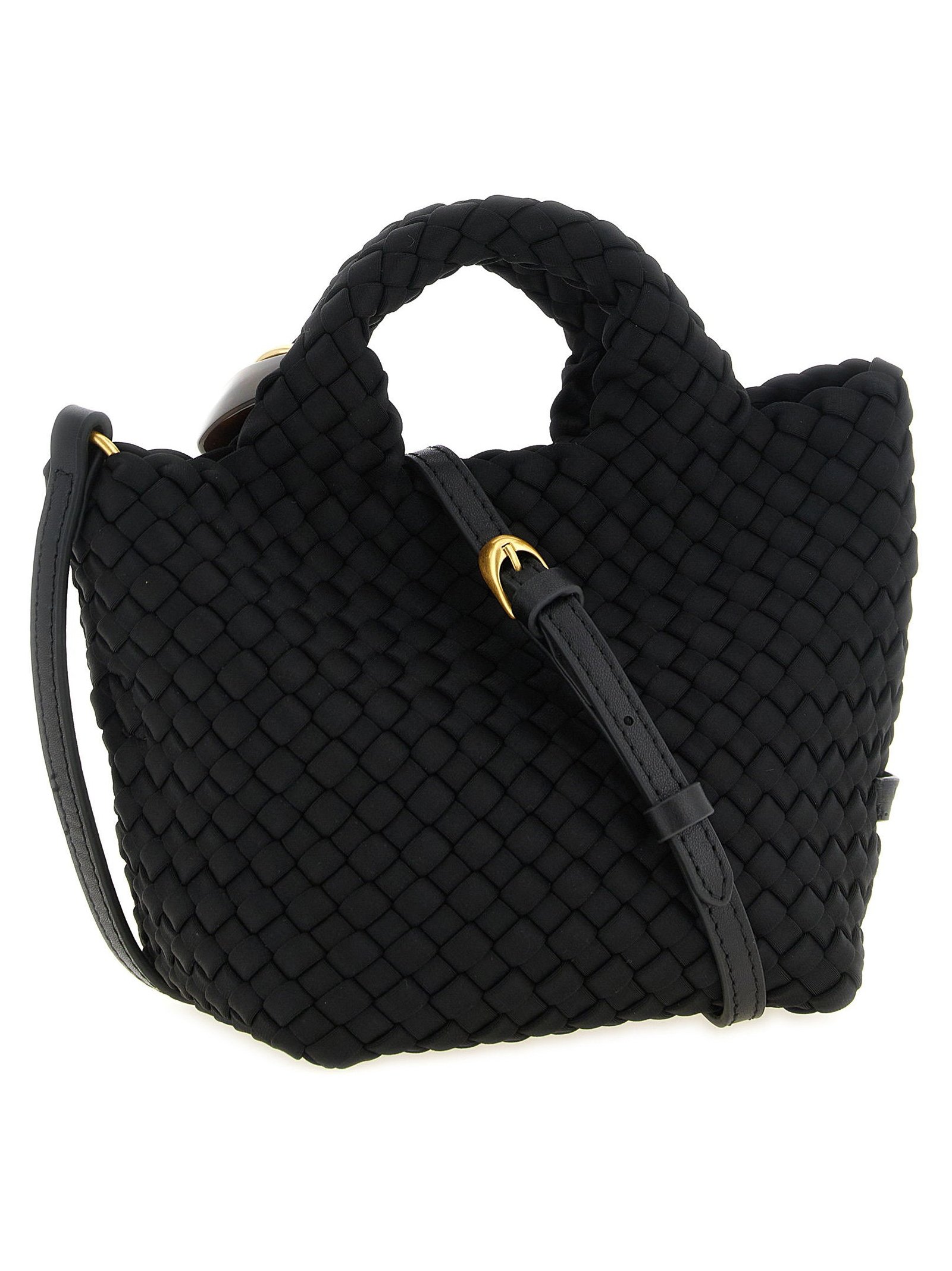 Naghedi Handwoven Neoprene Top Handle Bag — Black, view 2