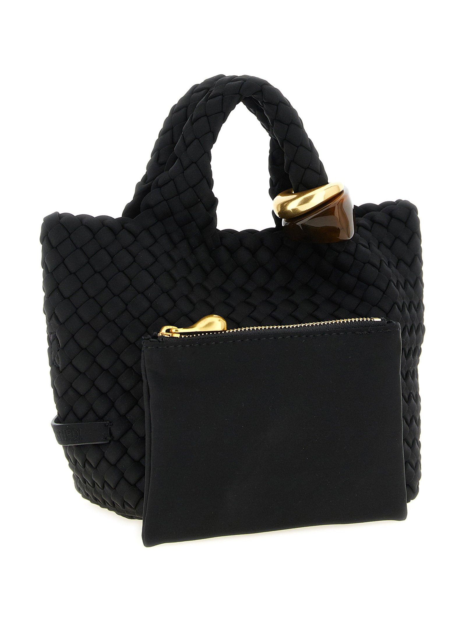 Naghedi Handwoven Neoprene Top Handle Bag — Black, view 3