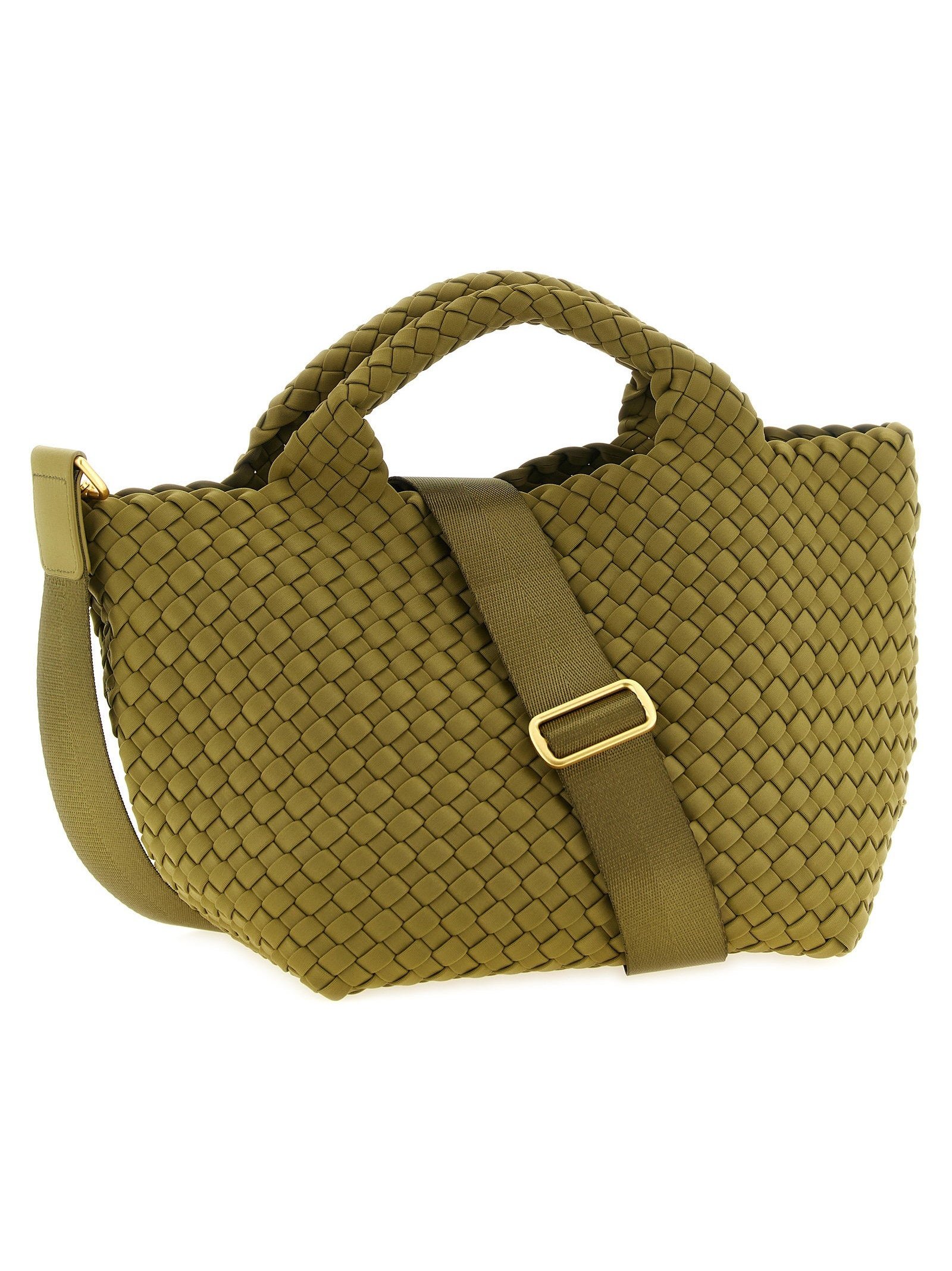 Naghedi Hand-Woven Neoprene Top Handle Bag — Olive, view 2
