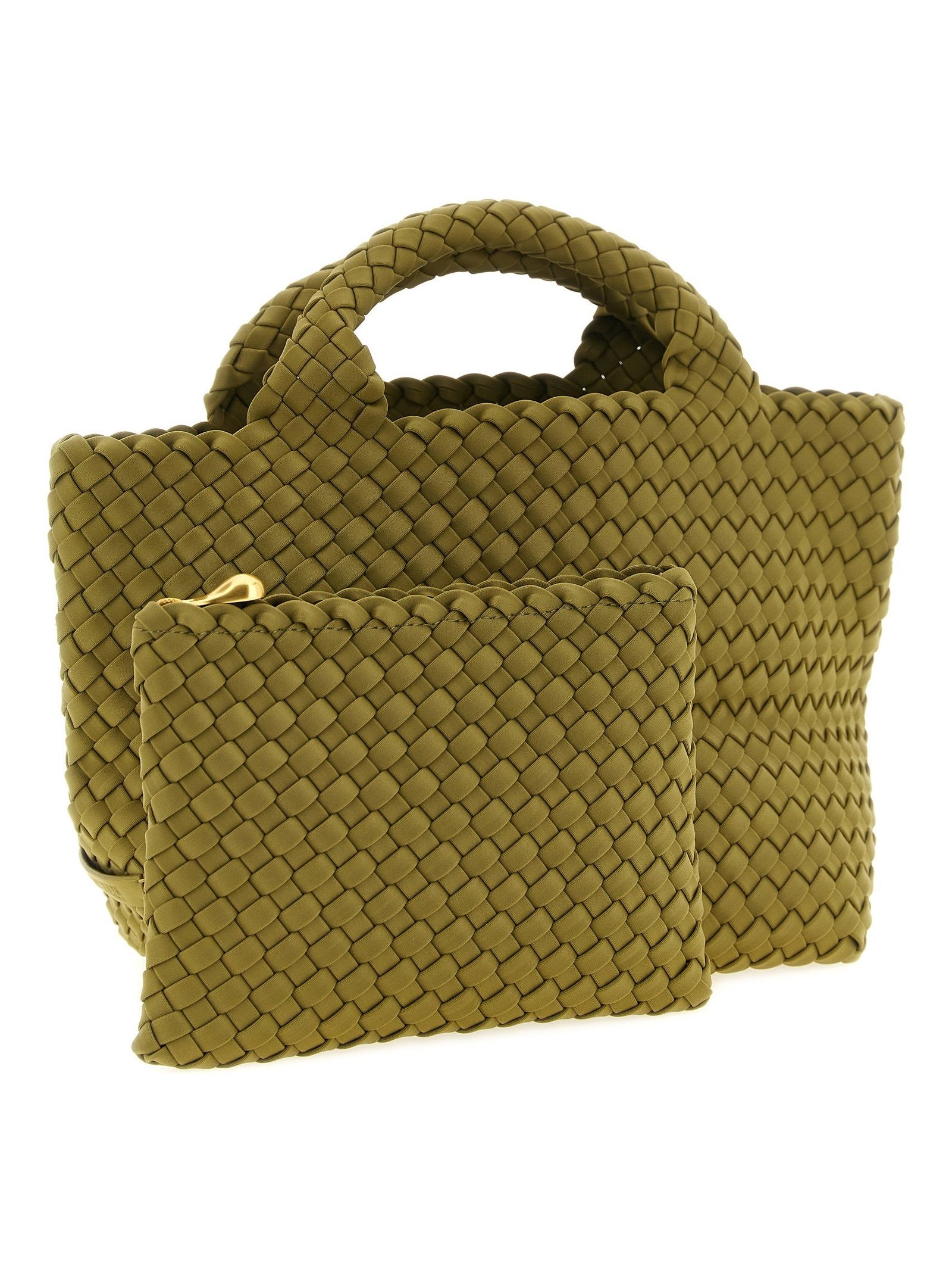 Naghedi Hand-Woven Neoprene Top Handle Bag — Olive, view 3