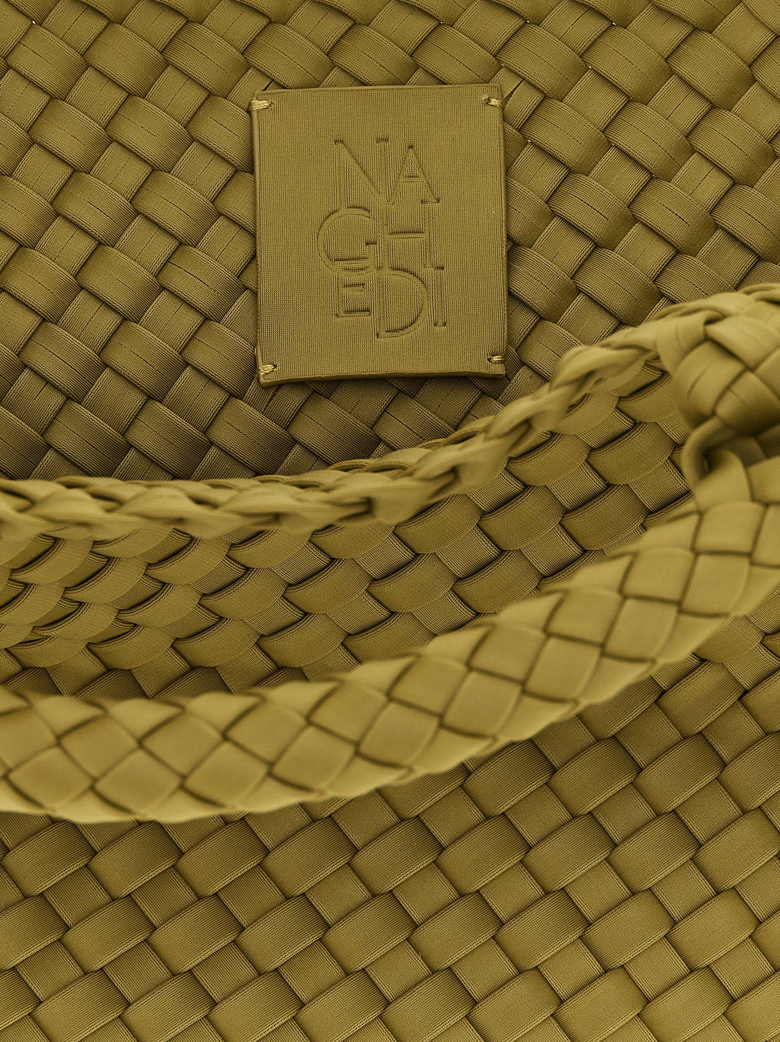 Naghedi Hand-Woven Neoprene Top Handle Bag — Olive, view 4