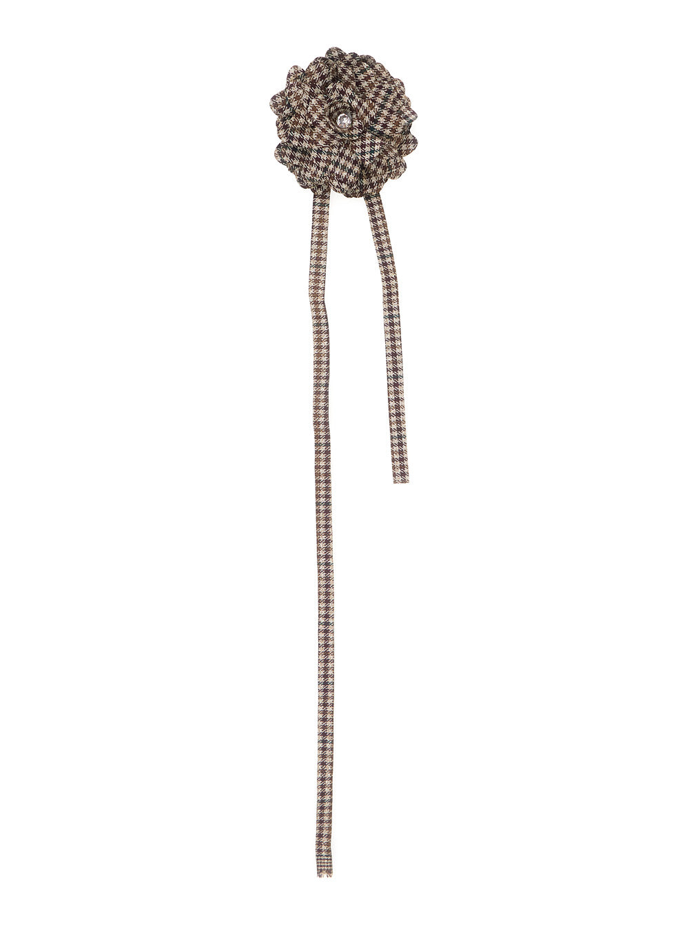NanáN Checkered Flower Hair Clip — Brown by NanáN
