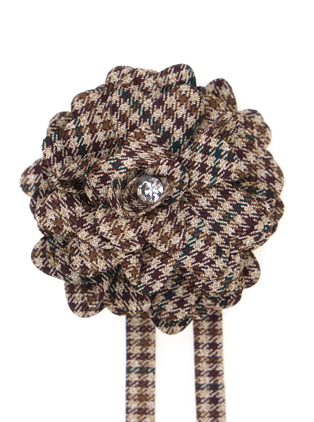 NanáN Checkered Flower Hair Clip — Brown, view 2