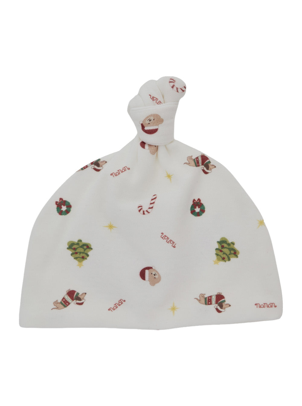 NanáN I26027 Christmas-Embroidered Cotton Winter Hat — White, view 2