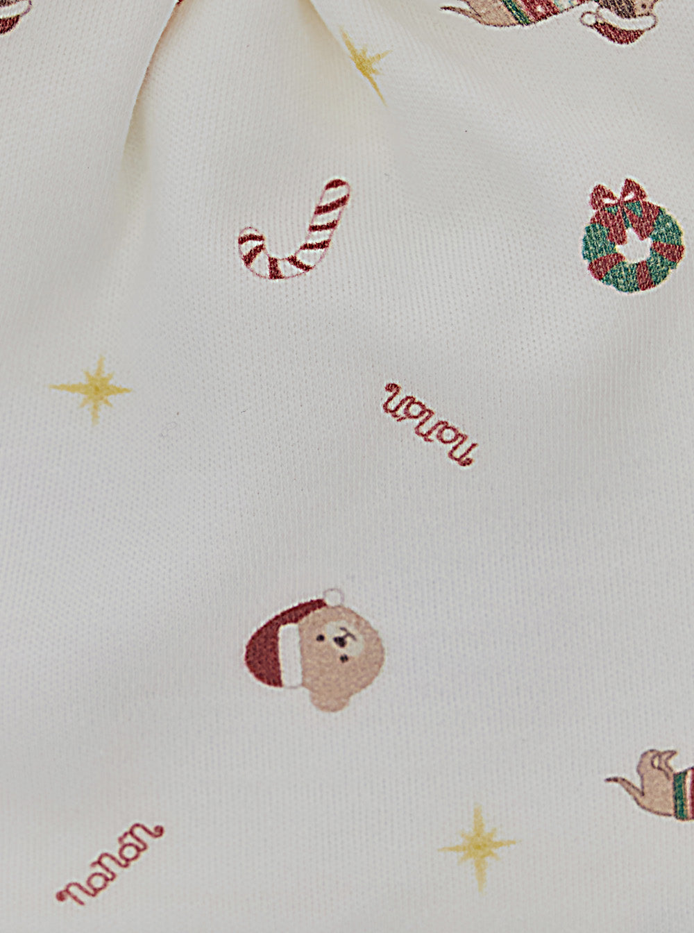 NanáN I26027 Christmas-Embroidered Cotton Winter Hat — White, view 3