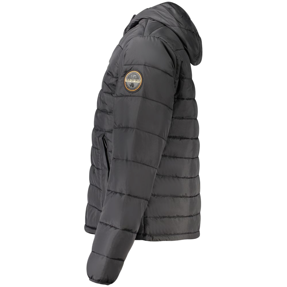 Napapijri Recycled Polyamide Hooded Down Jacket — Black, view 3
