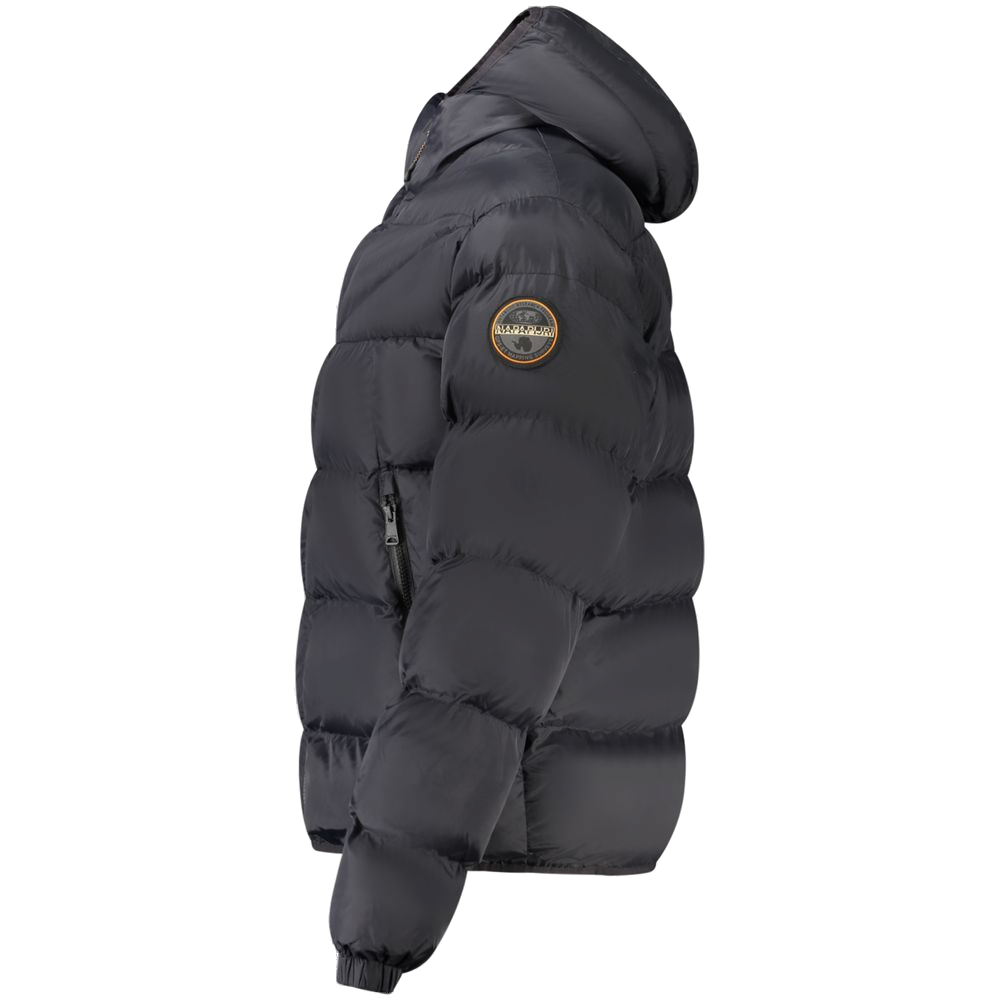 Napapijri Hooded Recycled Polyamide Down Jacket — Black, view 3