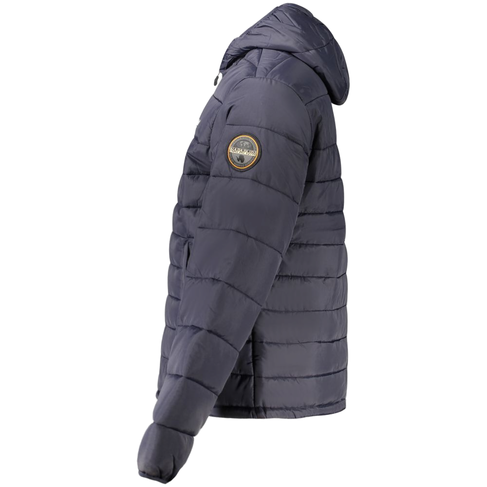 Napapijri Recycled Polyamide Hooded Down Jacket — Blue, view 3