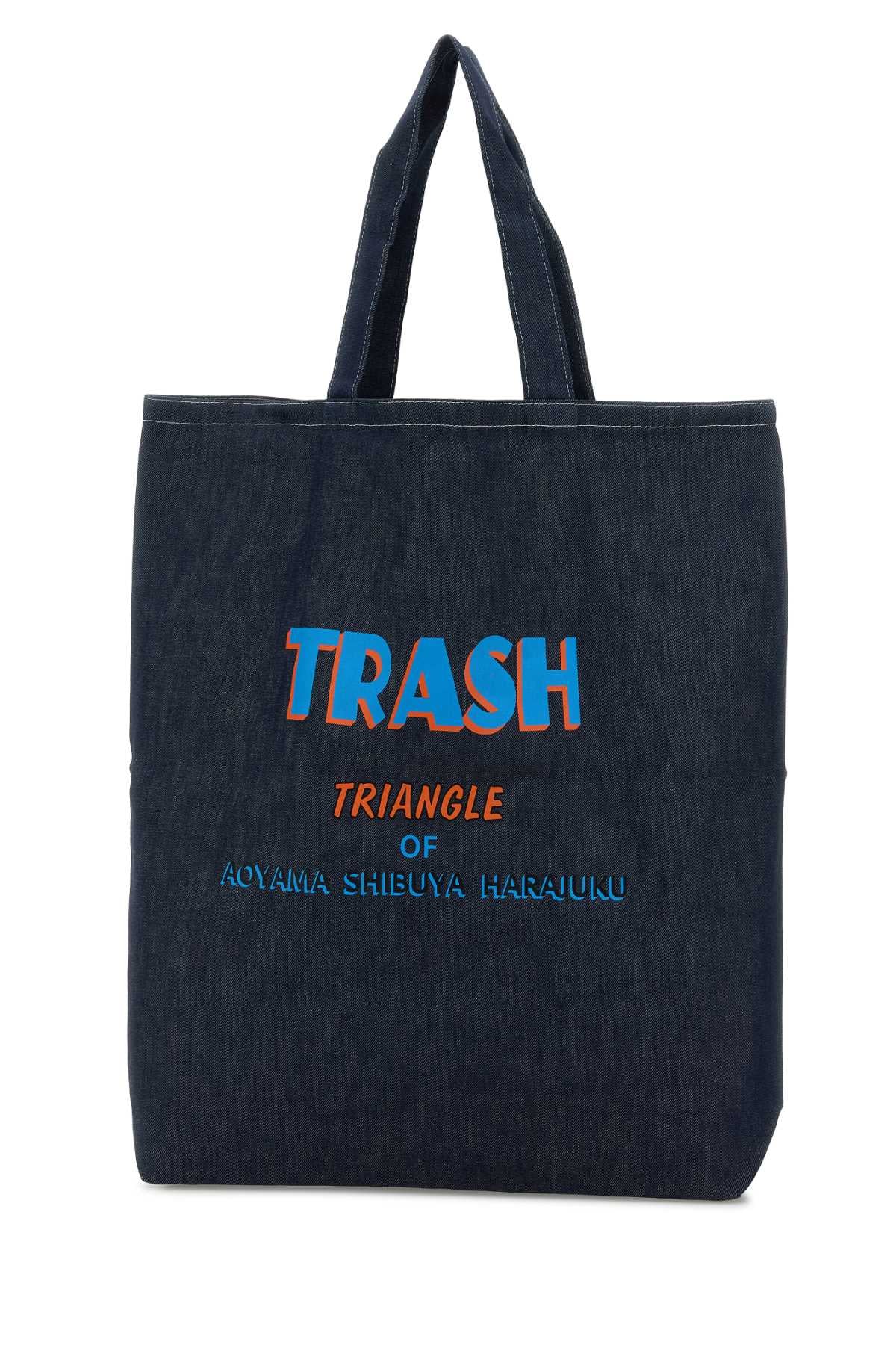 Needles Logo-Embroidered Denim Tote Bag — Navy, view 2