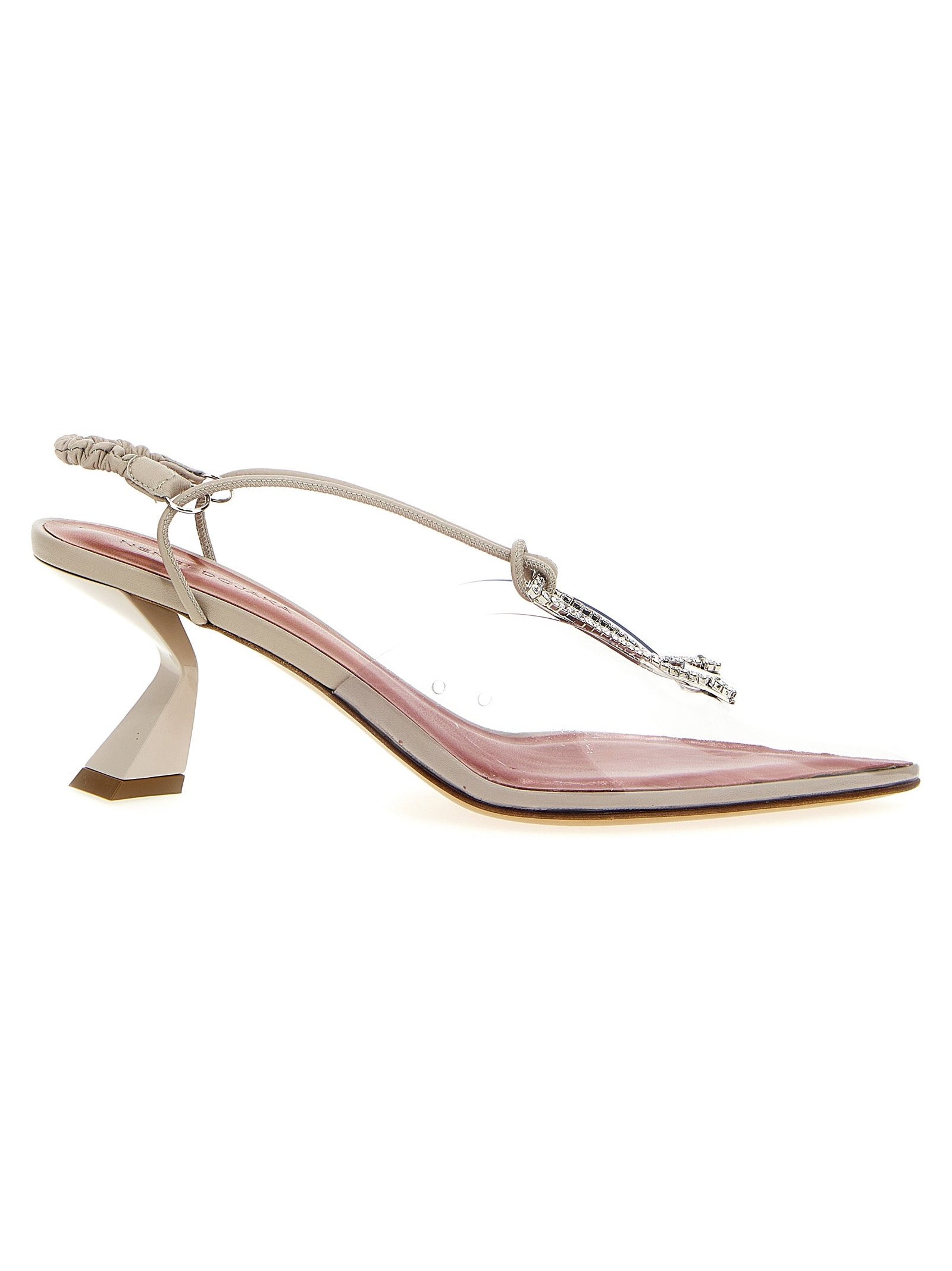 Nensi Dojaka Crystal-Embellished Goatskin Slingback Heel — Beige by Nensi Dojaka