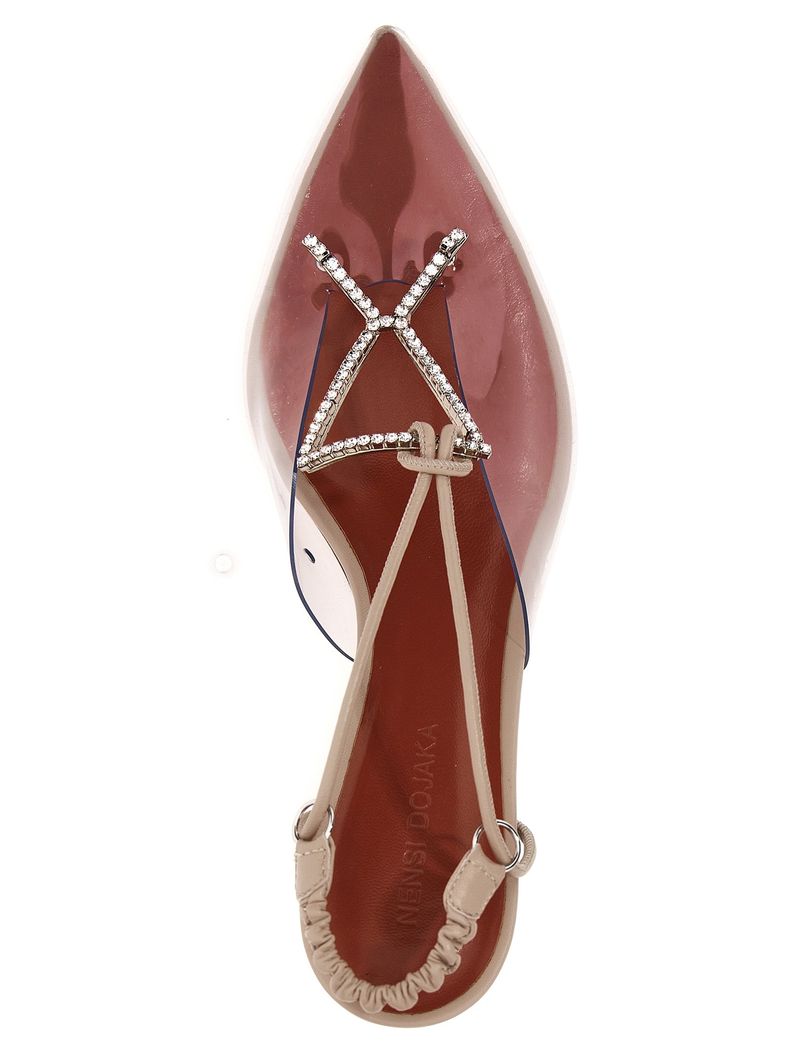 Nensi Dojaka Crystal-Embellished Goatskin Slingback Heel — Beige, view 3