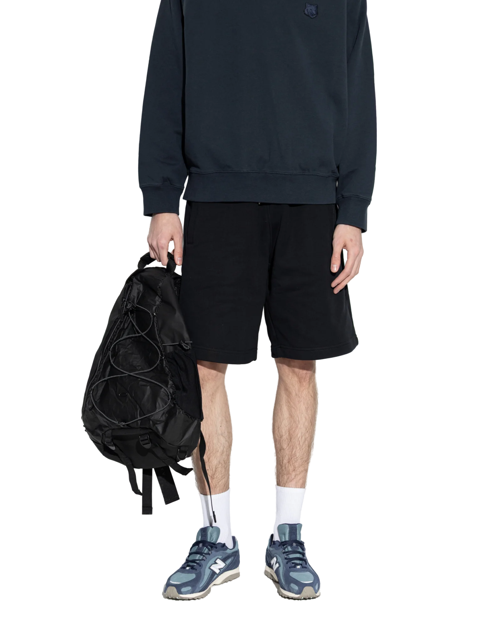 New Balance Suede and Leather Low-Top Sneakers — Navy, view 4