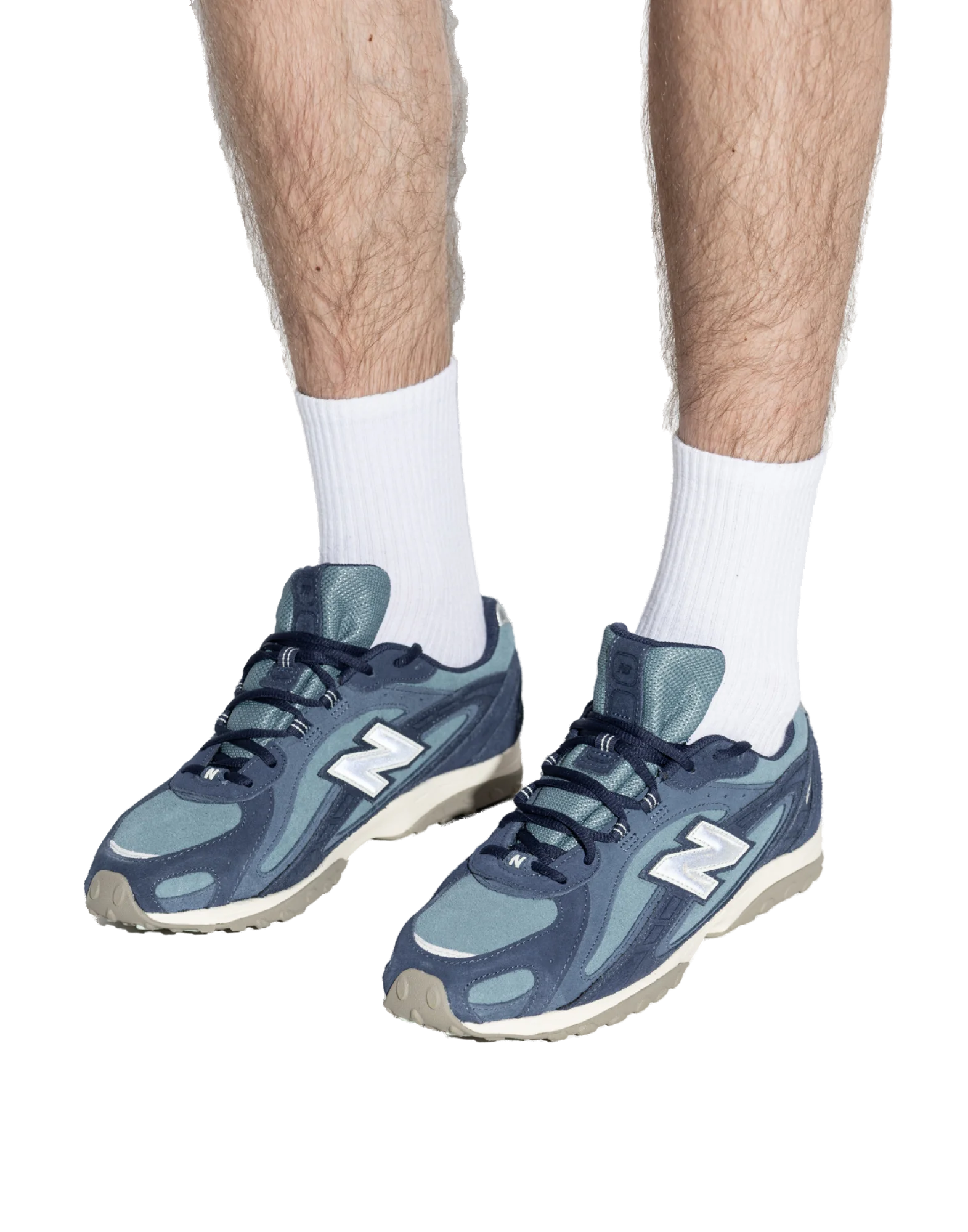 New Balance Suede and Leather Low-Top Sneakers — Navy, view 5