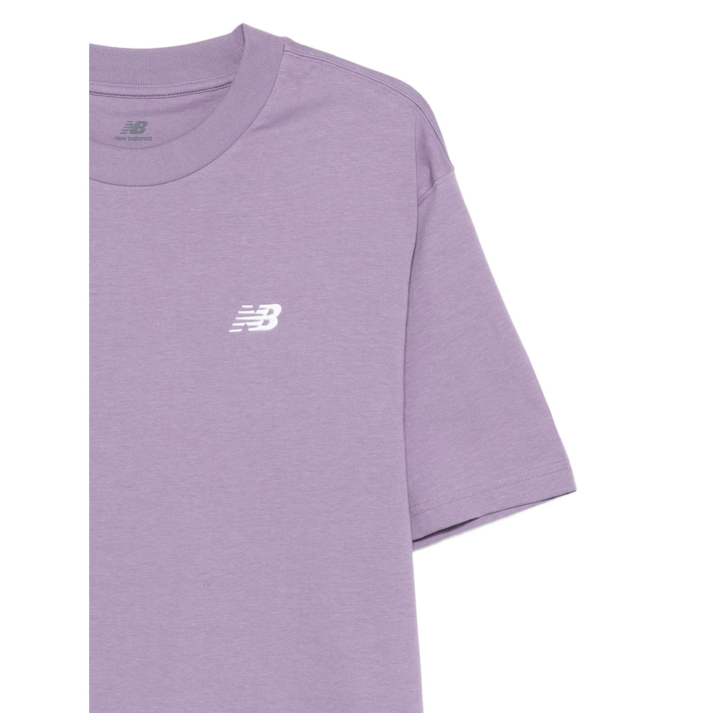 New Balance Logo-Embroidered Cotton T-Shirt — Purple, view 2