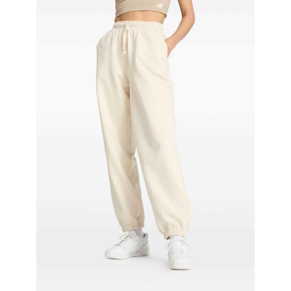 New Balance Drawstring Cotton Trousers — Beige, view 5