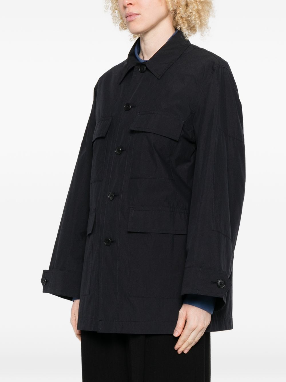 NICHOLSON & NICHOLSON Cotton Utility Jacket — Black, view 2