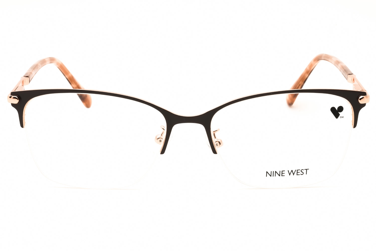 Nine West NW8012 Rectangular Metal Eyeglasses — Brown, view 2