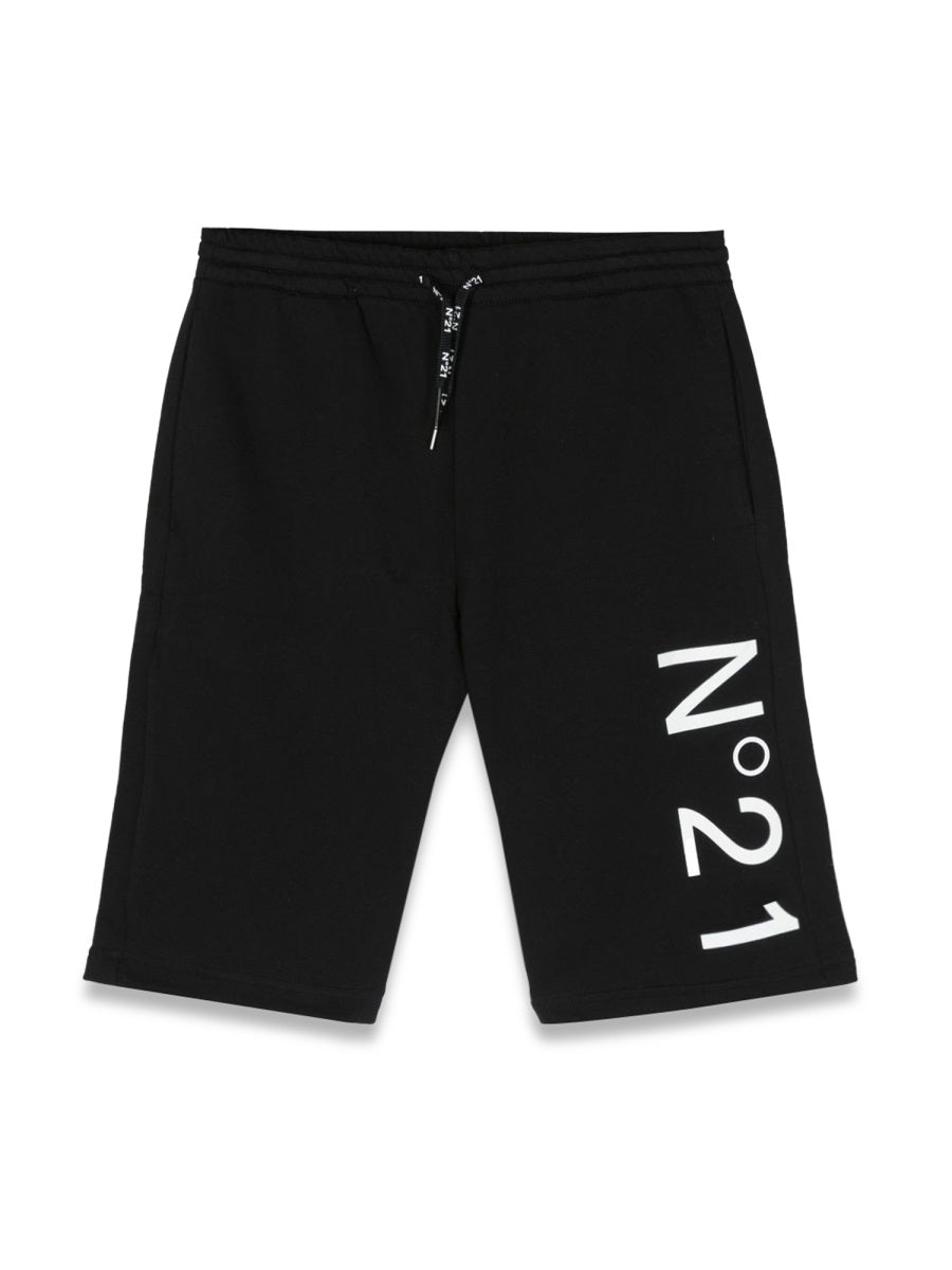 Nº21 Logo Cotton Bermuda Shorts — Black by Nº21