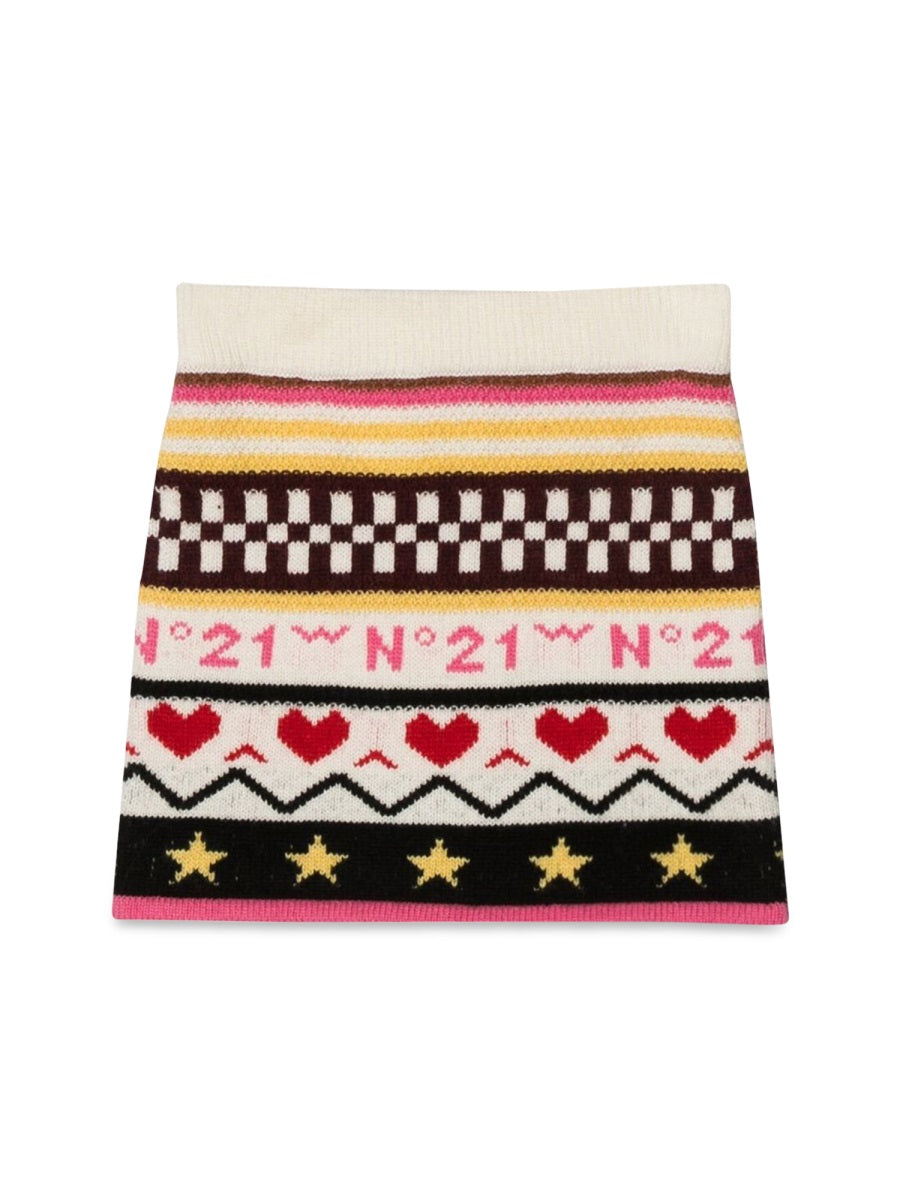 Nº21 Jacquard Knit Wool Skirt — Multicolor by Nº21