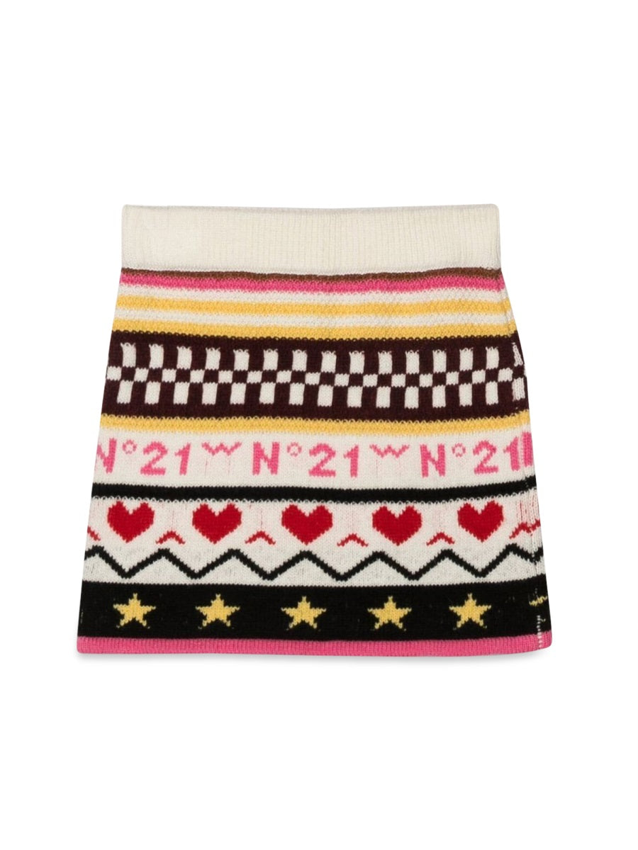 Nº21 Jacquard Knit Wool Skirt — Multicolor, view 2