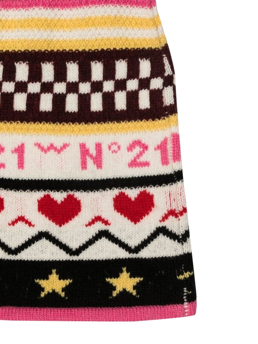 Nº21 Jacquard Knit Wool Skirt — Multicolor, view 3